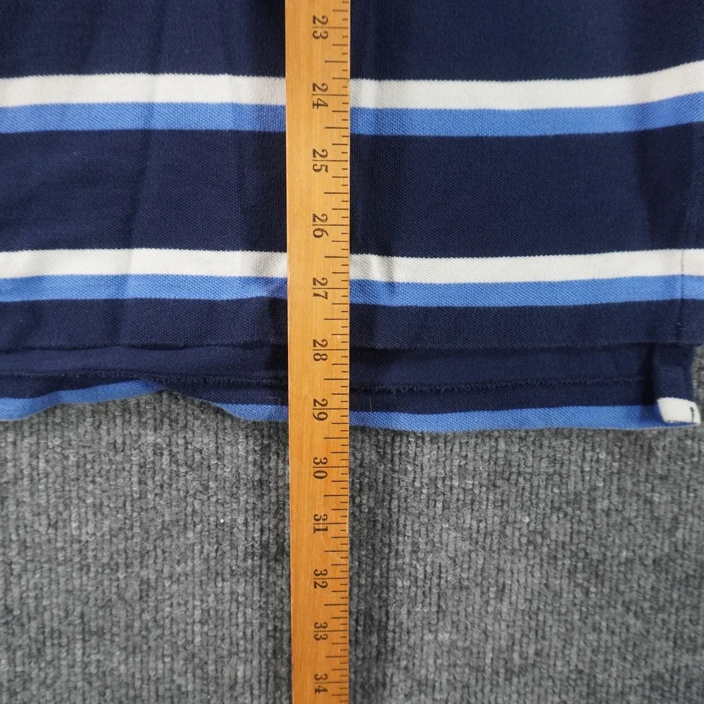 Polo Ralph Lauren Polo Shirt Mens Large Navy Blue Striped Short Sleeve Cotton